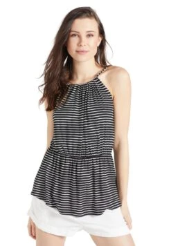 Khujo Valda - Top - Schwarz-Weiß Gestreift