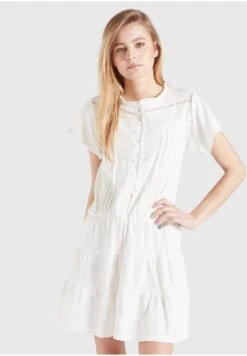 Khujo Kapua - Jurk - Weiß -Khujo Mode Aanbiedingen Winkel 88a19567238a47a99295fc7afde183a2