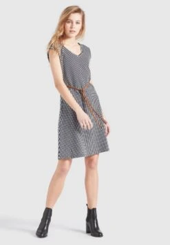 Khujo Leifa - Jurk - Dunkelblau-Weiß Gestreift -Khujo Mode Aanbiedingen Winkel 8d57322fc91245dca265a36fc523bc65