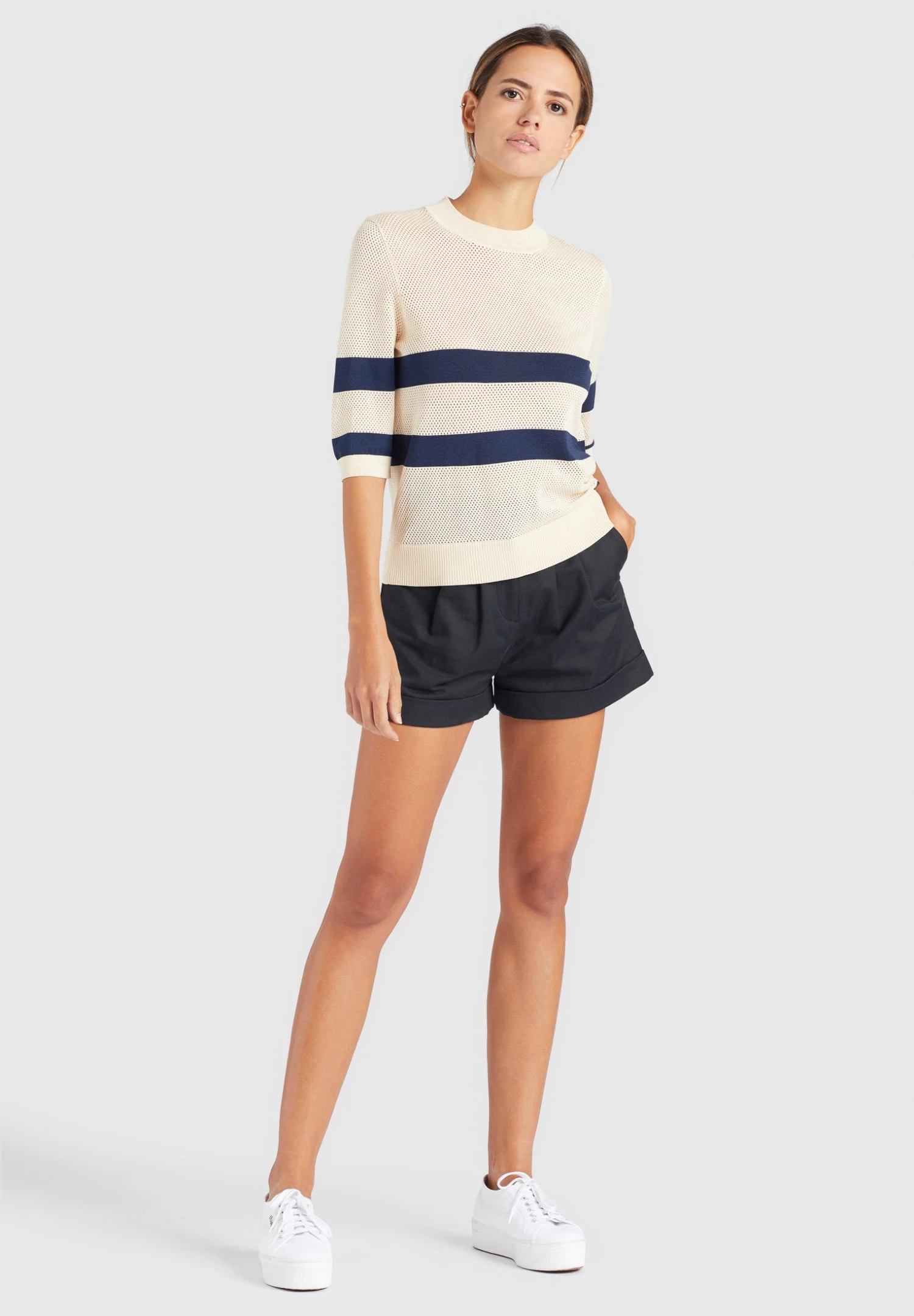 Khujo Chumane - T-Shirt Print - Sand/Dark Blue 2 Khujo Chumane - T-Shirt Print - Sand/Dark Blue - Afbeelding 2