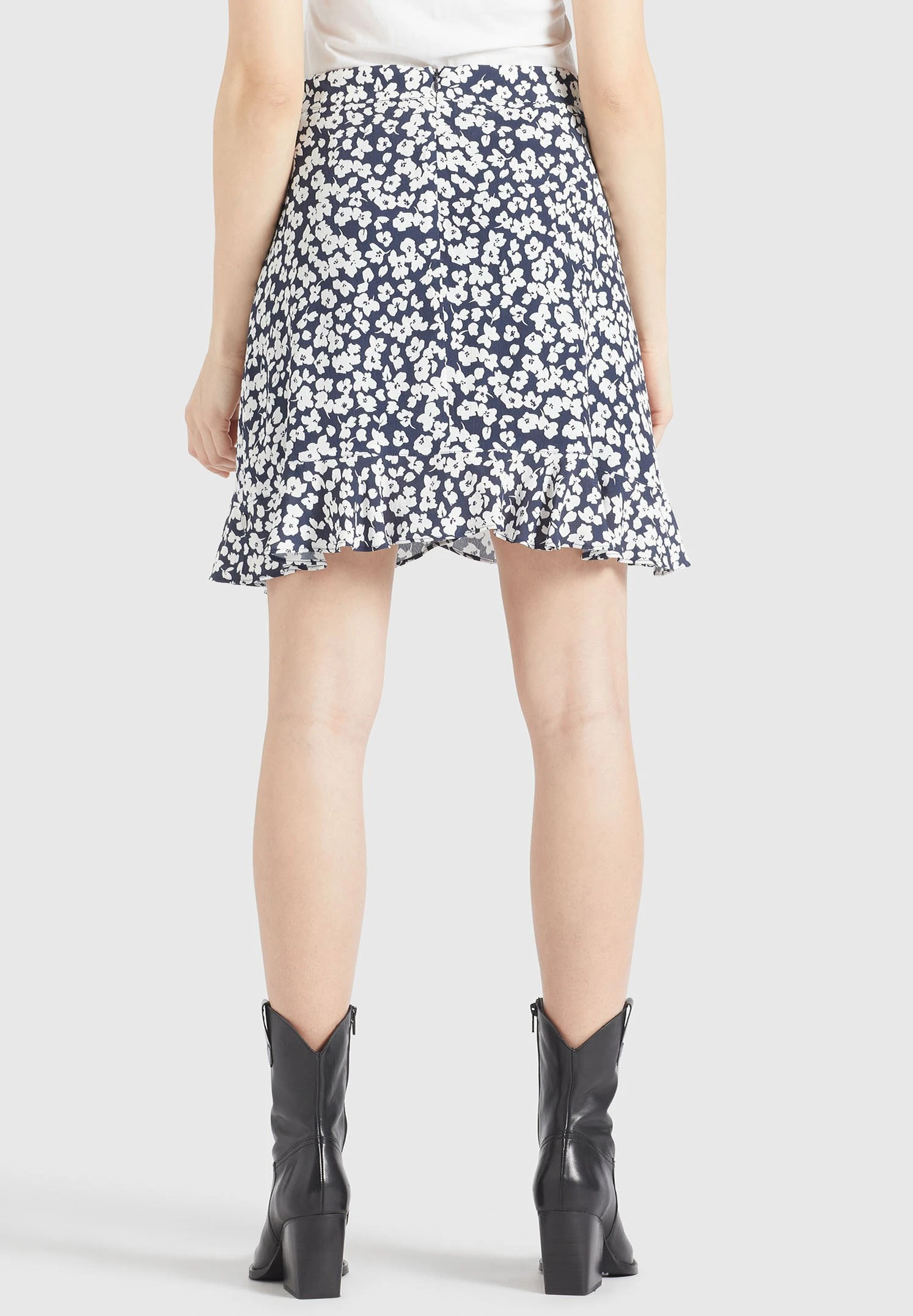 Khujo Undine - A-Lijn Rok - Dunkelblau-Weiß Geblümt 3 Khujo Undine - A-Lijn Rok - Dunkelblau-Weiß Geblümt - Afbeelding 3