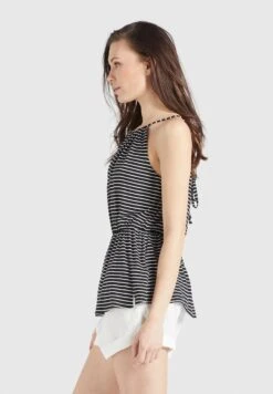 Khujo Valda - Top - Schwarz-Weiß Gestreift -Khujo Mode Aanbiedingen Winkel d5762cbee6454e59aea0a6a9552aac38