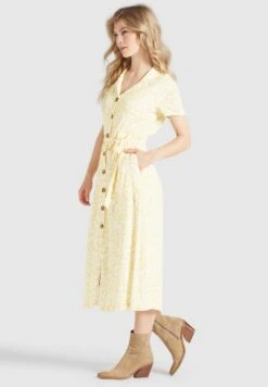 Khujo Goya - Blousejurk - Gelb-Weiß Geblümt -Khujo Mode Aanbiedingen Winkel e6a635bac0f34c54a1e822463ed114d6