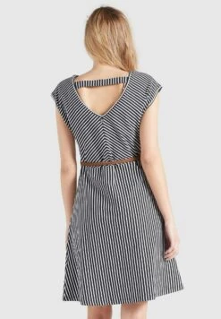 Khujo Leifa - Jurk - Dunkelblau-Weiß Gestreift -Khujo Mode Aanbiedingen Winkel ee6166a468f24730a625576628f60b13